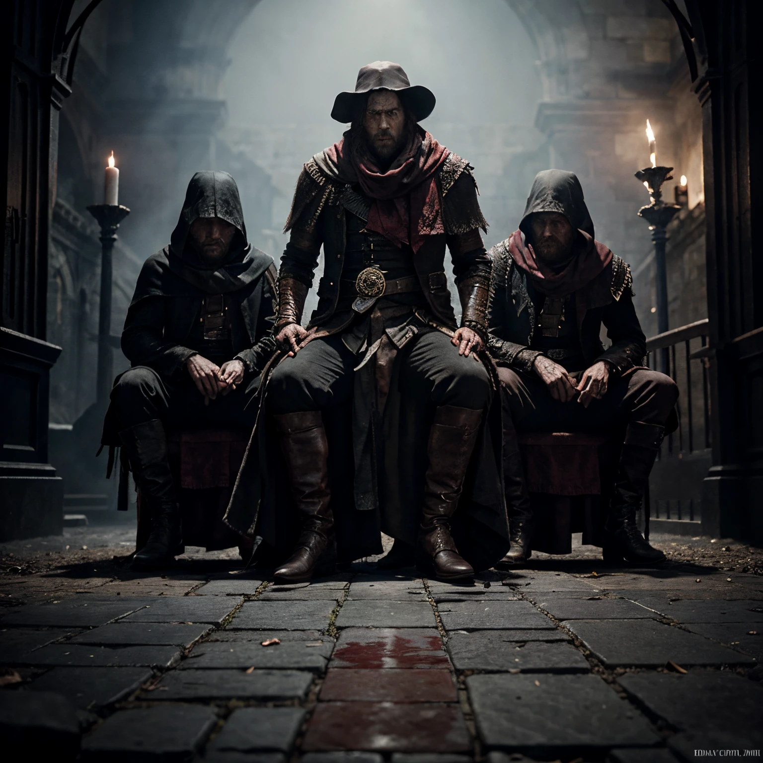Macbeth act 2 scene 1 and 2 in a blood borne style movie poster