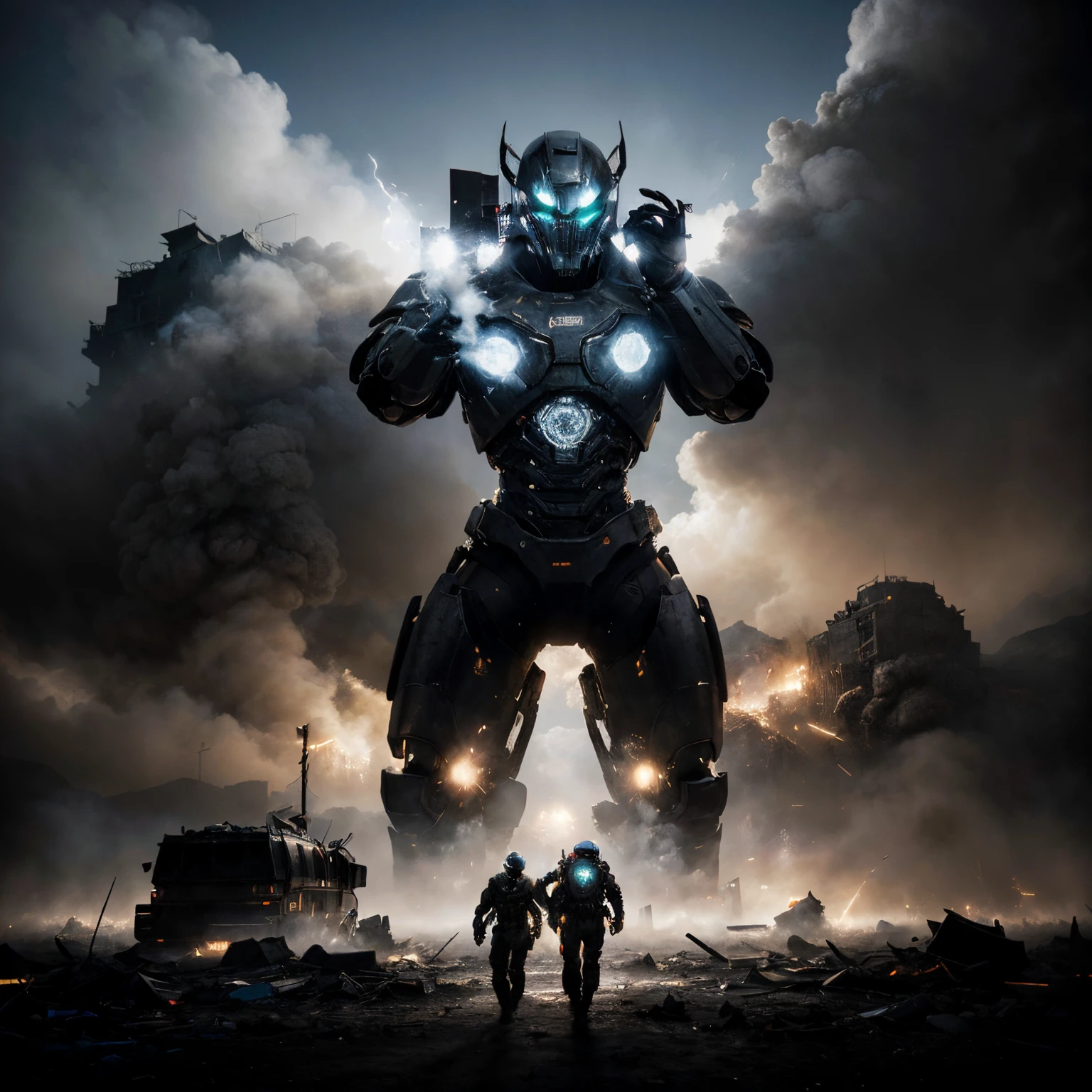 (best quality,4k,8k,highres,masterpiece:1.2),ultra-detailed,(realistic,photorealistic,photo-realistic:1.37),gipsy,robots,pacific rim,mecha,sci-fi,fighter,armor,suit,battle,mechanical,weaponry,large-scale,explosions,post-apocalyptic,cityscape,dystopian,future,ruins,damaged,destruction,smoke,haze,dark,atmospheric,neon,purple lighting,emerging from the mist,heroic pose,grim expression,steam,metallic,scrapyard,massive,clawed hands,protective helm,glowing eyes,laser cannon,high-impact attacks,foreboding,ominous presence,emerging from the shadows,epic confrontation,end of the world.