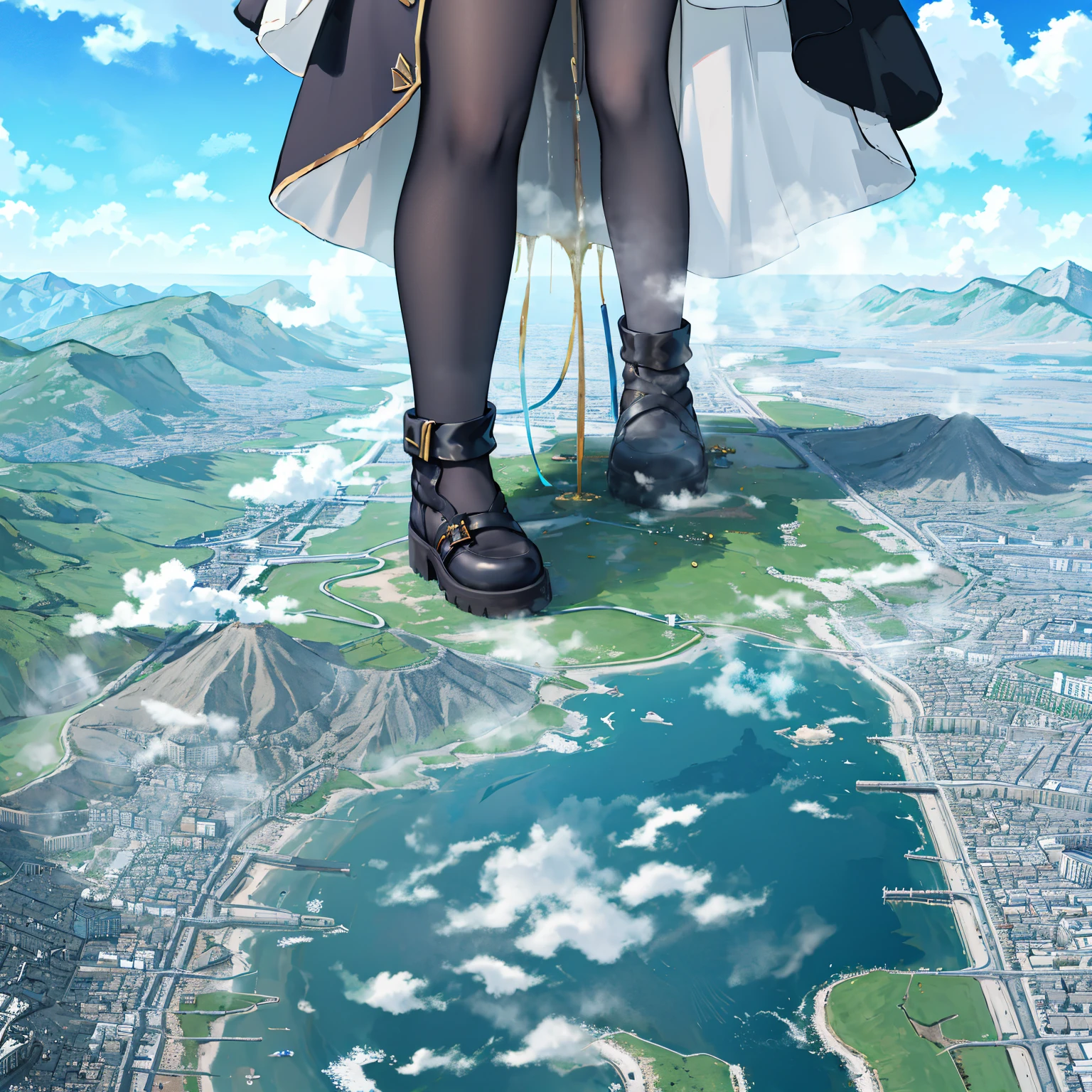 NSFW，​​{A giantess}，{1girll}，{are standing}，{urine discharge}​​，{Strongly acidic urine}，​​clouds， looking over city， mountain ranges， tmasterpiece, Best quality at best, The content  very detailed,tmasterpiece,Best quality at best,offcial art,Extremely detailed CG-8k wallpaper，{{{A giantess}}}，Huge girl，1 girl，modern miniature city，，{corrosive urine}，{corroded building}，corroded ground，Urine pits，no shoe，{Nero}，face flushed，comfortable expressions，，urine，Nourishes urine，Urine eruption，Urine gives off steam，{Standing on a modern miniature city}，The city  full of urine