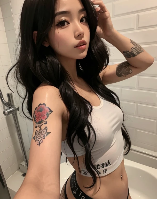 a close up of a woman with a tattoo on her arm, de menina taiwanesa com tatuagens, Coberto, Ulzzang, com tatuagens, menina coreana, foto de menina magra, Middle metaverse, Asian girl, Estilo de tatuagem, 🤤 retrato da menina, Beautiful Asian girl, 2 Modelo feminina de 4 anos, 🚿🗝📝, Jinyoung Canela peitos grandes