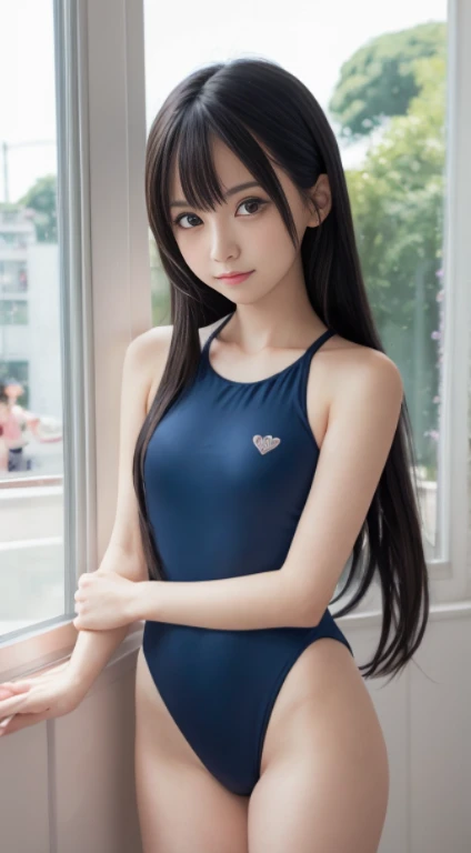 long purple hair and pink swimsuit,full body image anime girl, Anime Girl, Marin-chan(Anime Girl), anime moe art style, Anime style, Anime Best Girl, art by, Anime Girl, Cute anime manga style, Anime Art Style, cute anime girl idol singer, Blue sky,