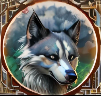 Crie uma imagem de um lobo abstrata em 4k