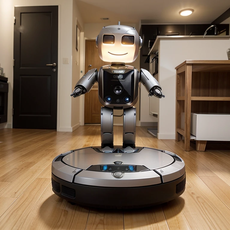 Create a robot called Tomos 2.0 a reception and room booking genius. Add some Roomba style. Give the robot a slight human appearance.