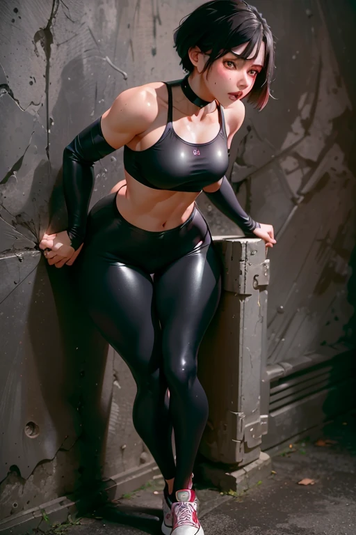 (photorealistic:1.5),(Realistic:1.5),(beautiful),((one woman)),(solo female:1.1),(one person photo:1.3),(Light brown hair),(short hair:1.3),(Straight Hair:1.3),(big beady eyes:1.5),(very large eyes:1.5),(sexy),(Super cute face:1.5),(baby face:1.5),(Showing armpits),(Expressionless:1.5),chuuChloe,(Very muscular body:1.5),(Lean Muscle:1.5),(Tough body:1.5),(Navel showing:1.5),(abdominal strong muscles:1.5),(Personality is lewd),(bodybuilder:1.2),(Muscular Beauty1.5),(Military Bodysuit:1.5),(Sweet smile:1.3),(open legs to the limit:1.3),(spread legs:1.3),(squat:1.3),(low angle:1.5)