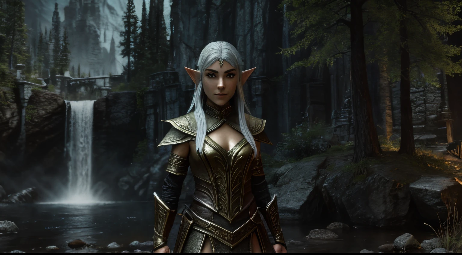 Girl elf magician Skyrim art 3D drawn in detail fantasy