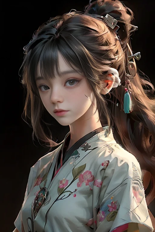 ((Best Quality)), ((Masterpiece)), (Detail: 1.4), 3D, Beautiful Cyberpunk Female Image, HDR (High Dynamic Range), Ray Tracing, NVIDIA RTX, Super Resolution, Unreal 5, Subsurface Scattering, PBR Texture, Post-Processing, Anisotropic Filtering, Depth of Field, Maximum Sharpness and Sharpness, Multi-layer Texture, Albedo and Highlight Mapping, Surface Coloring, Mitsu-Accurate Simulation of Material Interactions, Perfect Proportions, Octane Rendering, Two-color Light, Large Aperture, Low ISO, white balance, regular three-point, 8K RAW, beautiful bright pupils, flowing robe, fine pupils, delicate face and eyes, long eyelashes, blush, fluffy hair, pink lips