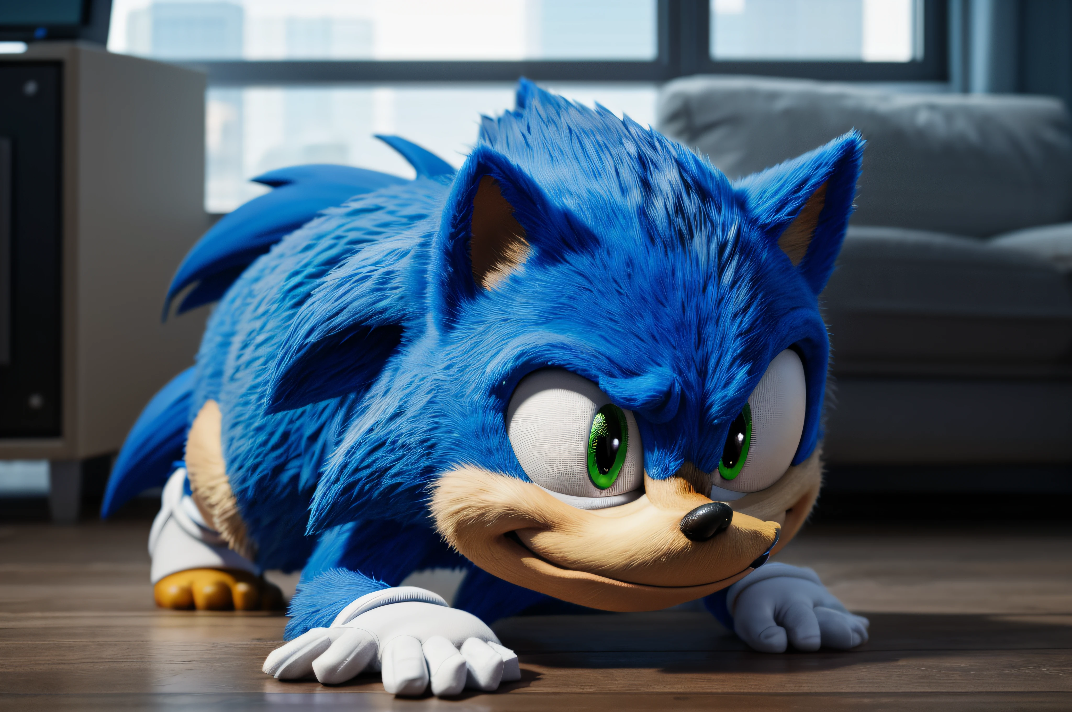 Sonic the hedgehog, realistic rendering, unreal engine 5