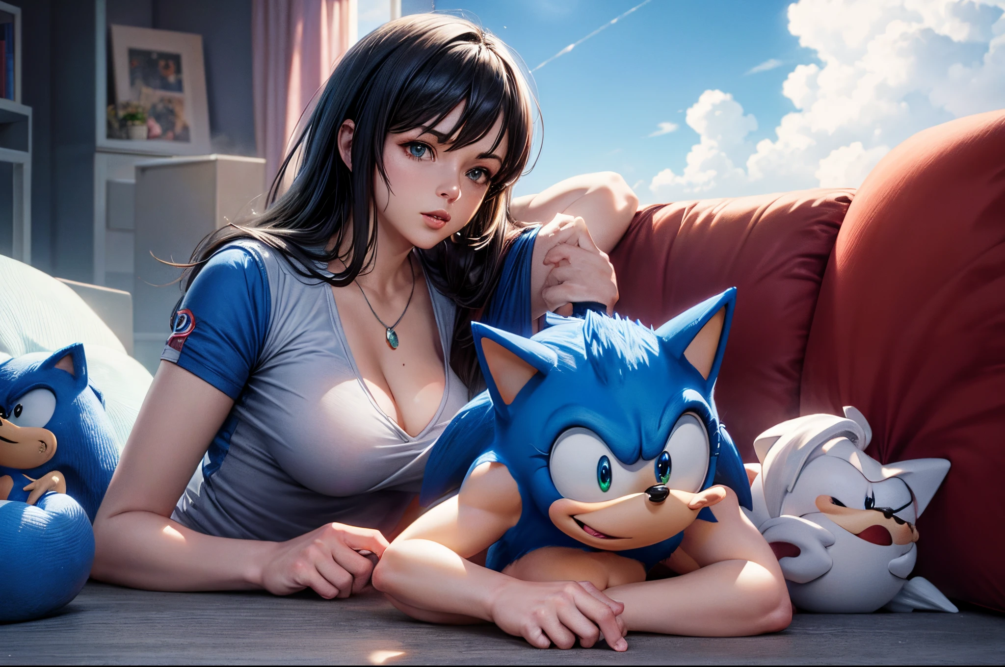 Sonic the hedgehog, realistic rendering, unreal engine 5, enrmous tits