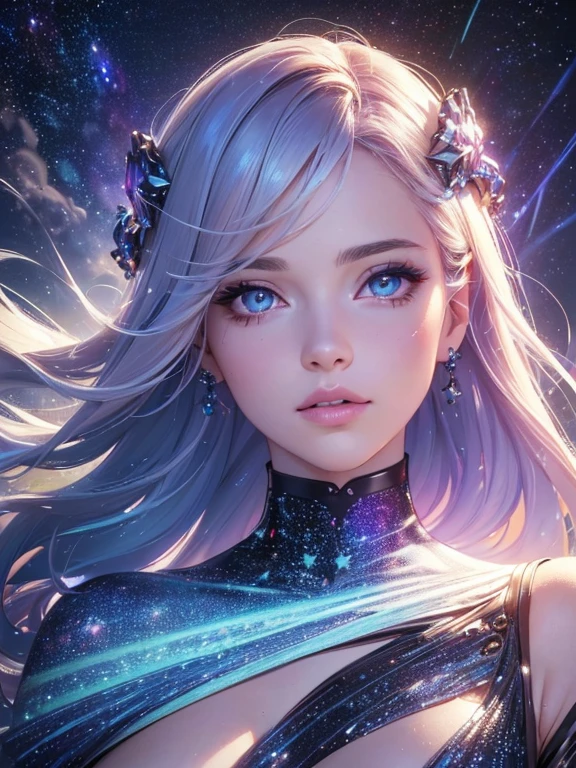 (best quality,4k,8k,highres,masterpiece:1.2),ultra-detailed,(realistic,photorealistic,photo-realistic:1.37),sci-fi,portrait,cosmic colors,floating in space,beautiful detailed eyes,beautiful detailed lips,extremely detailed face,longeyelashes,floaty dress,glowing ethereal atmosphere,shimmering stars,nebulae clouds,celestial beauty