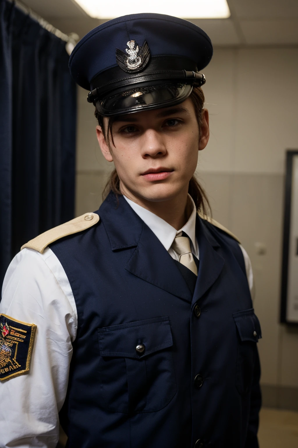 solider study in future. the solider where atechnician Blue uniform