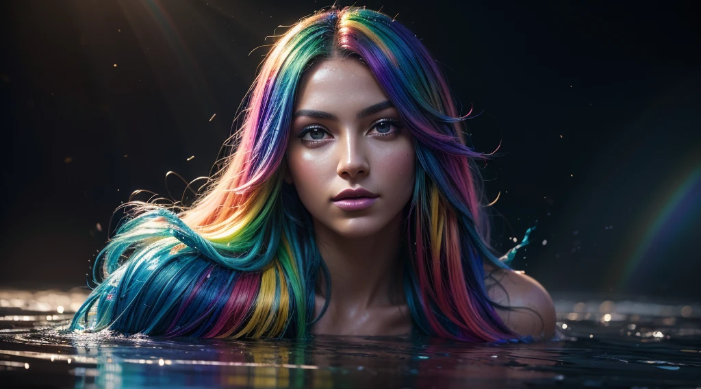 jesus christ (rainbow hair liquid paint:) made of painting and defies gravity, thick flow, (paint splashes:), liquid state, incredibly beautiful, masterpiece, detailed background, high quality model, ethereal background, abstract beauty, explosive volumetric, oil painting, heavy brushstrokes, romantic lighting, sub-surface scattering, 135 mm lens, f1.8, brightness, 8k, high resolution, dreamy, ray tracing, hdr, divine rays, very high quality 4k.