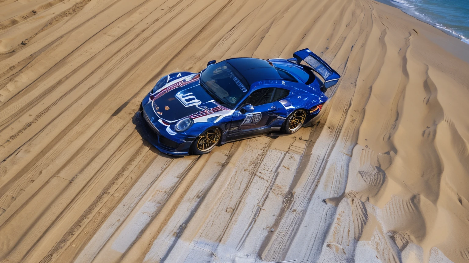 Nice street race porsche tuned at the beach
