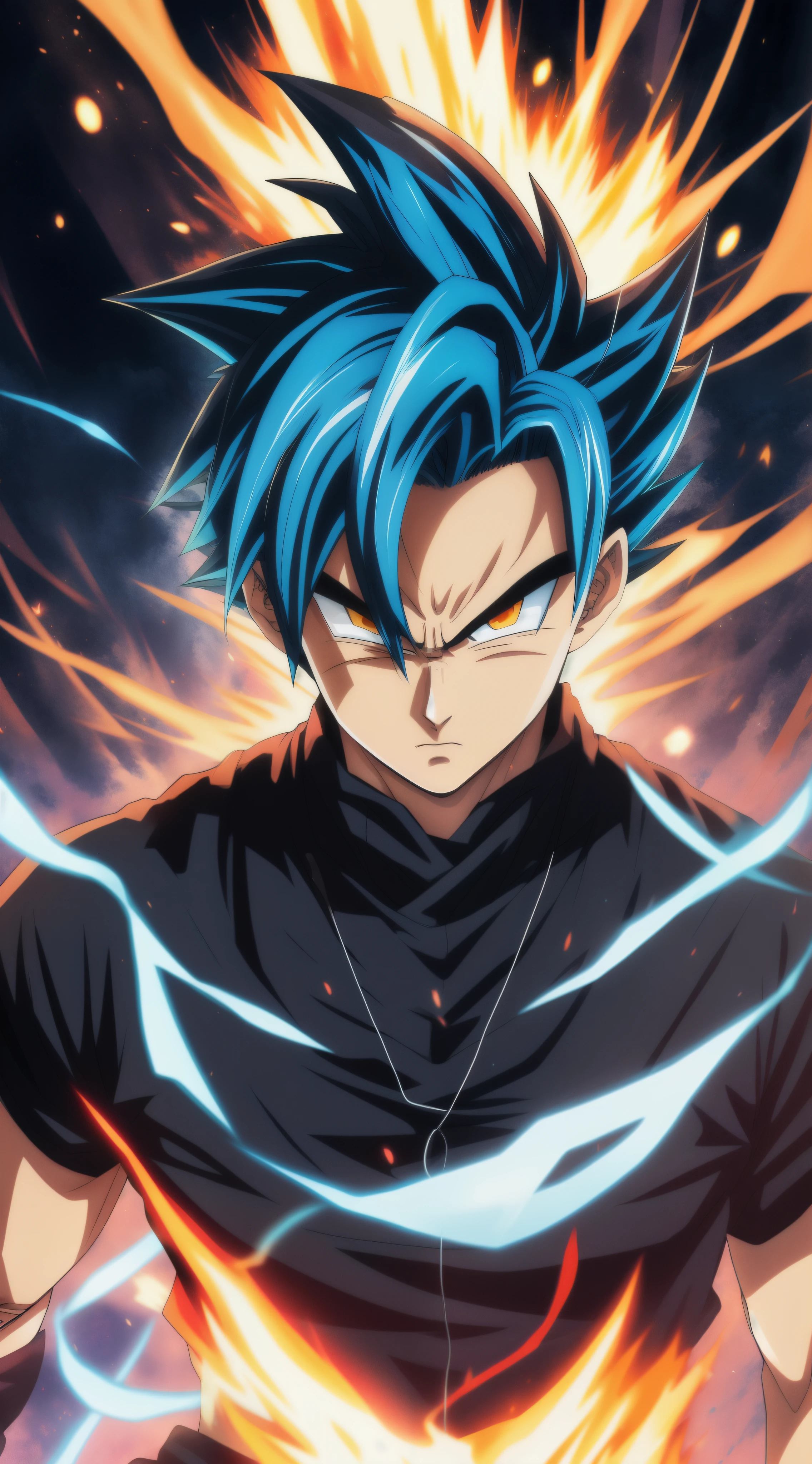 a close up of a person with blue hair and a black shirt, badass anime 8 k, super saiyan blue, anime style 4 k, 4 k manga wallpaper, trigger anime artstyle, hd artwork, anime wallpaper 4 k, anime wallpaper 4k, an epic anime of a energy man, 4k anime wallpaper, hd wallpaper, anime wallaper, amazing wallpaper