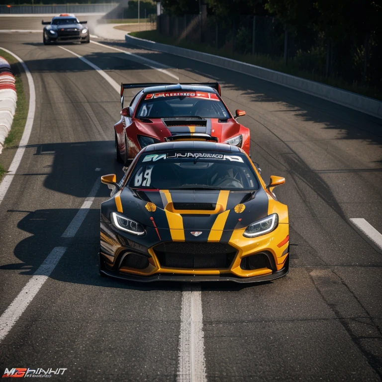 (best quality,4k,8k,highres,masterpiece:1.2),ultra-detailed,HDR,UHD,realistic,studio lighting,sharp focus,hot,nice,street race car,racing scene,turbocharged speed,exhaust flames,shiny metallic paint,sleek aerodynamic design,fast and furious, adrenaline rush, high-powered engine, roaring sound, curving asphalt track, action-packed, dynamic composition,vivid colors, intense competition, thrilling moment, victory celebration, cheering crowd, realistic smoke and tire marks, motion blur, powerful acceleration, precision handling, professional drivers, heart-pounding race