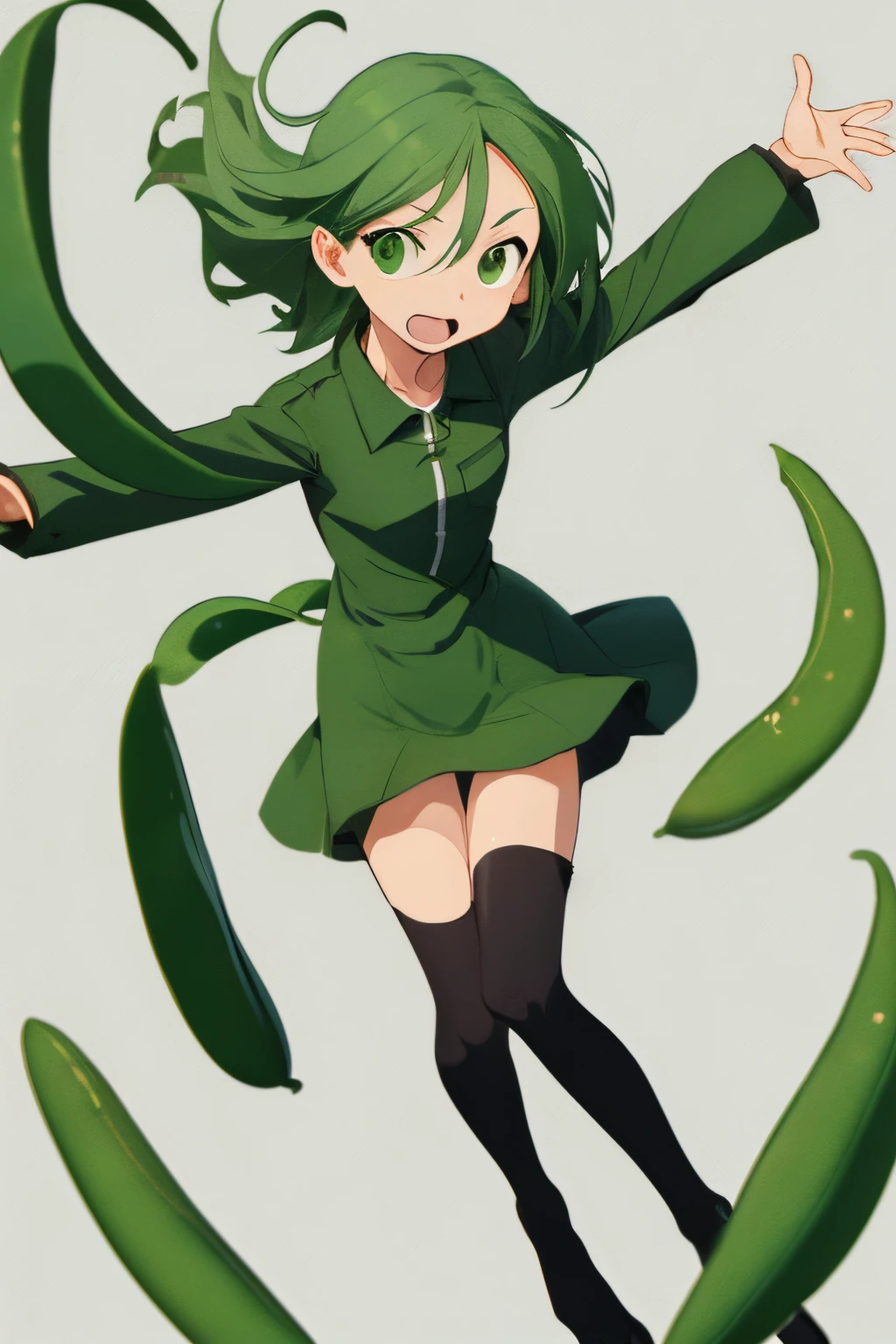 green beans,(2D character),(flat:1.2),