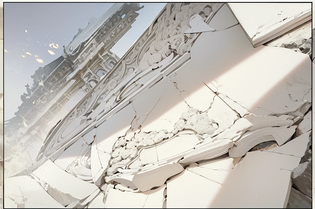 (White thin border postcard on stone), Super detailed brushstrokes, Many world landmarks in hand drawn style,Super quality,Super refined,super complex