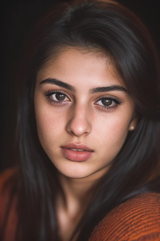 (write, editorial photograph of a 21 year old woman), (Highly detailed face:1.4) (ssmile:0.7) (dark backgrounds, Moody,Ivana Allaoui, Nikon D850, film stock photograph ,4 Kodak Portra 400 ,Camera F1.6 lens ,Rich colors ,Hyper realistic ,Lifelike texture, Dramatic Lighting , cinestill 800,