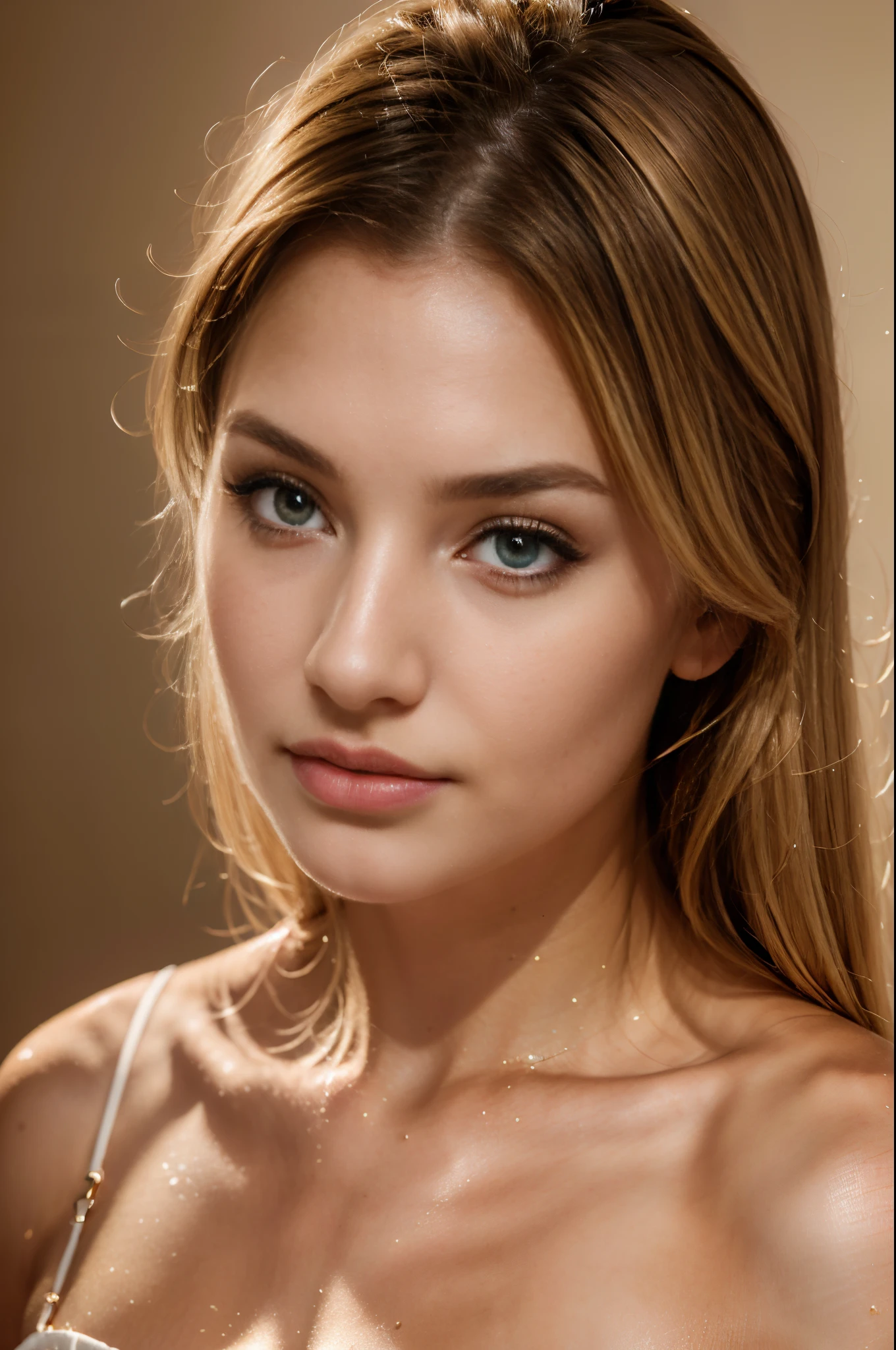 (best quality, highres, realistic:1.37), HDR, ultra-detailed, 21-year-old woman, beautiful detailed eyes, beautiful detailed lips, long eyelashes, flawless skin, natural makeup, elegant posture, soft natural lighting, subtle background, portrait, vivid colors, pointy nose, full lips, blonde highlights