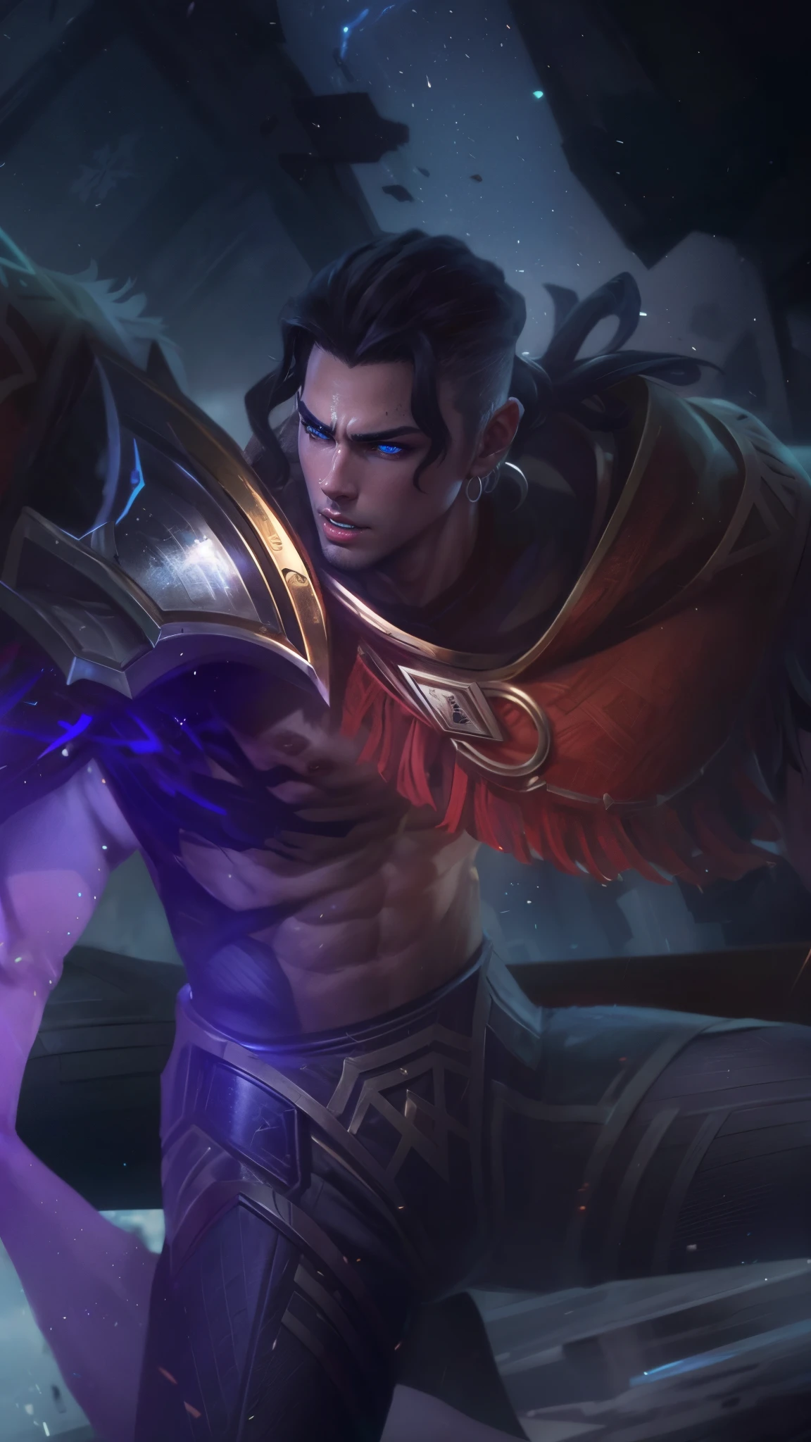 Background change cyberpunk handsome boy, white face,and smooth,ultra face,8k realistic, blue eyes, black hair, brody from mobile legends