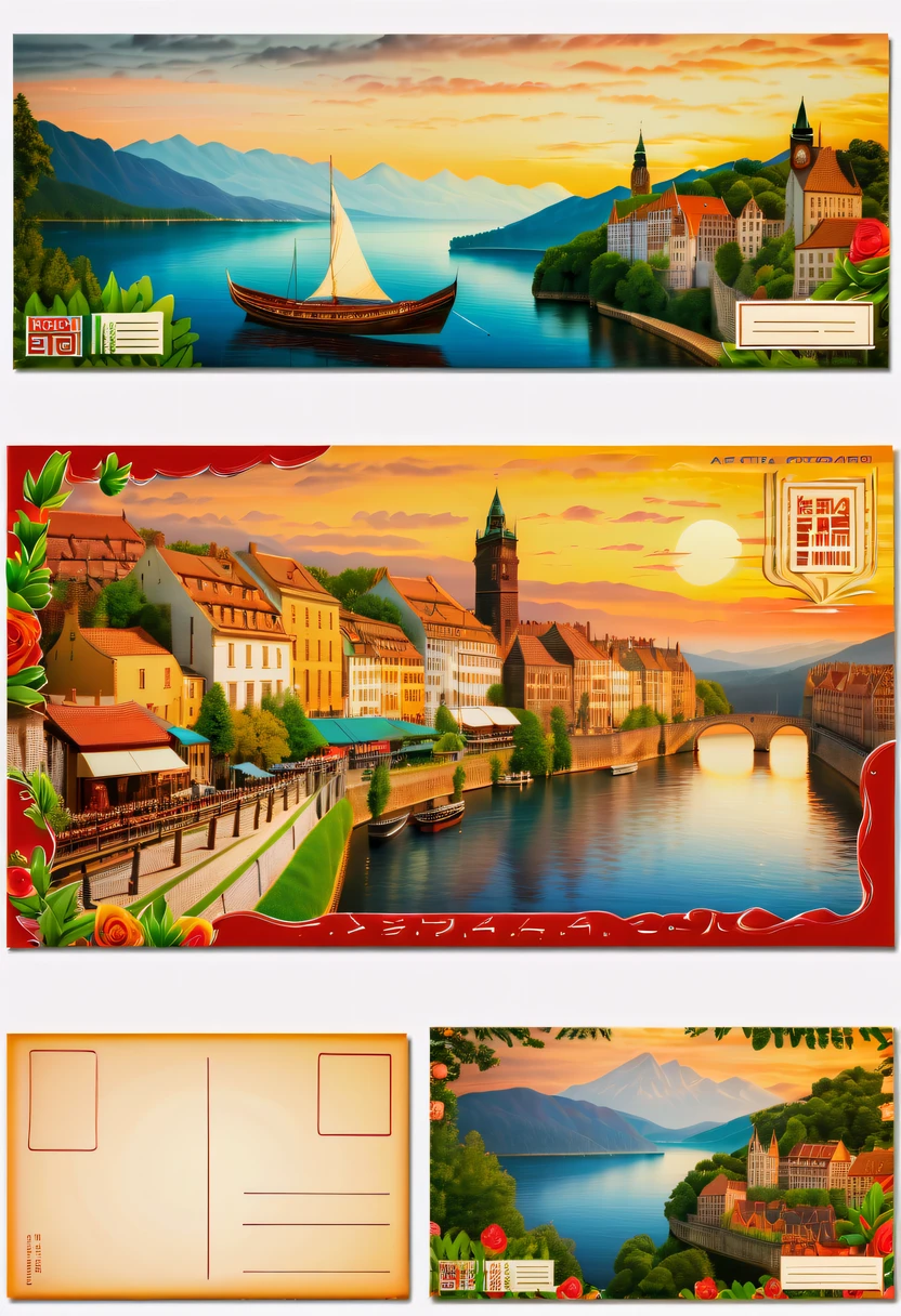 Best quality at best,8K,A high resolution,tmasterpiece:1.2,(actual:1.37),(a beautiful postcard:1.5),The reverse side a postcard in envelope format..,cardboard postcard,simplebackground,