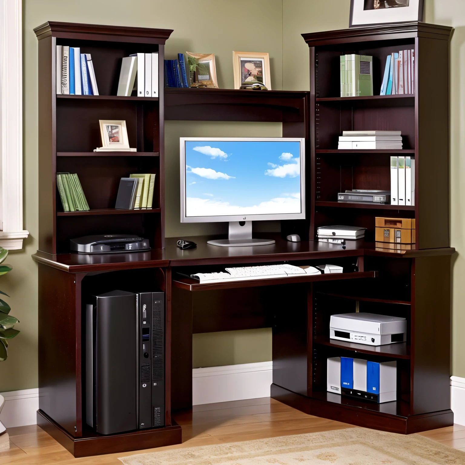 office personal computers copier bookcase desk work