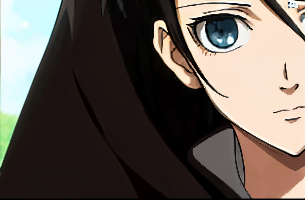Anime girl with long black hair and blue eyes looking at the camera, portrait anime girl, stunning anime face portrait, detailed portrait of anime girl, Portrait of an anime girl, Beautiful anime portrait, realistic anime style, portrait of an anime girl, Portrait of an anime girl, Face anime portrait, beautiful anime face, anime portrait, cute anime girl portraits, Black-haired girl in hoodie