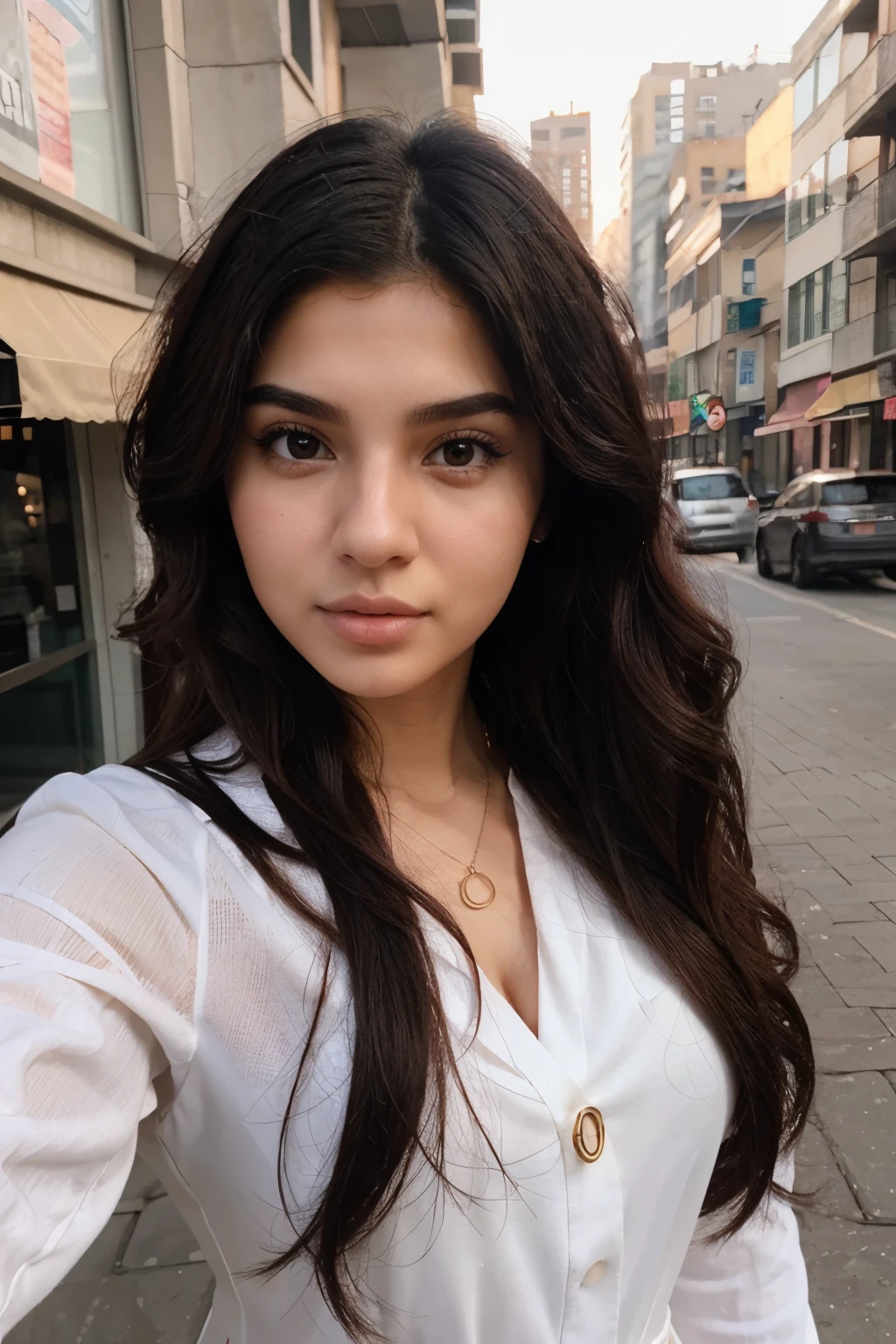 20 year old, woman, cute, persian, influencer, instagram, classy, sharp nose and wavy hair, porous, natural, ultra-realistic, naruto cosplay