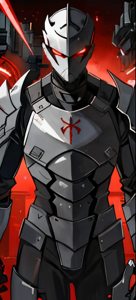Arafed in a black and red suit with red lighting., Medium shot - up ( mcu ), Stealth costume, clothed in stealth armor, N 7 Броня, Miscellaneous costumes, cybersuit, based on Ryusei Kishida, black and red armor, Shot from the movie about the cyborg villain, cyber fight armor, cyber armour