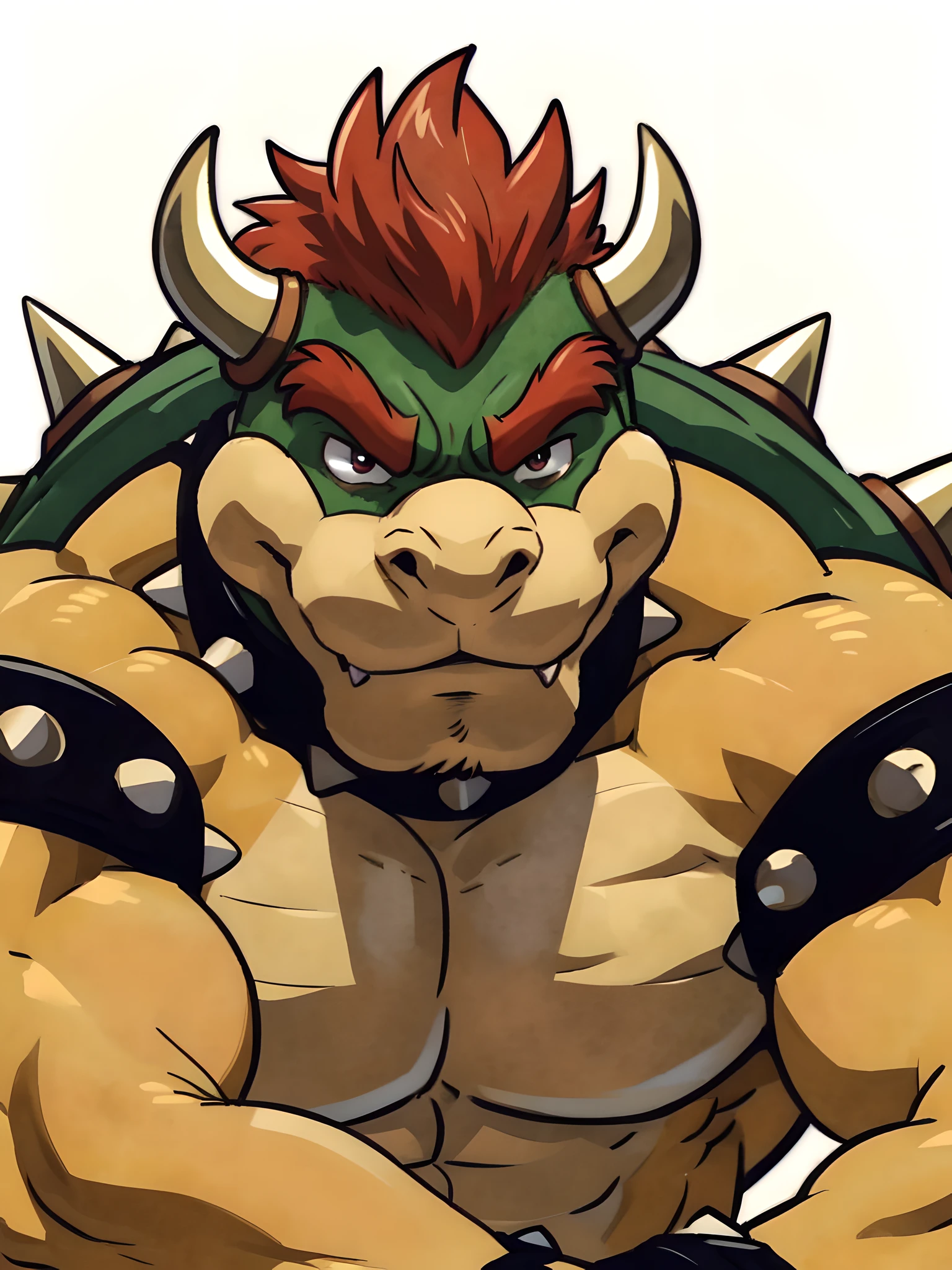 bowser, 4k, high resolution, best quality, posted on e621, solo, male, , masculine, pectorals, biceps, (white background, no background:1.1), (wfa style, meesh style:1.0), bowser anatomy, (detailed face, detailed eyes:1.0), (cel shaded:1.2), cartoony shading, cartoony proportions,