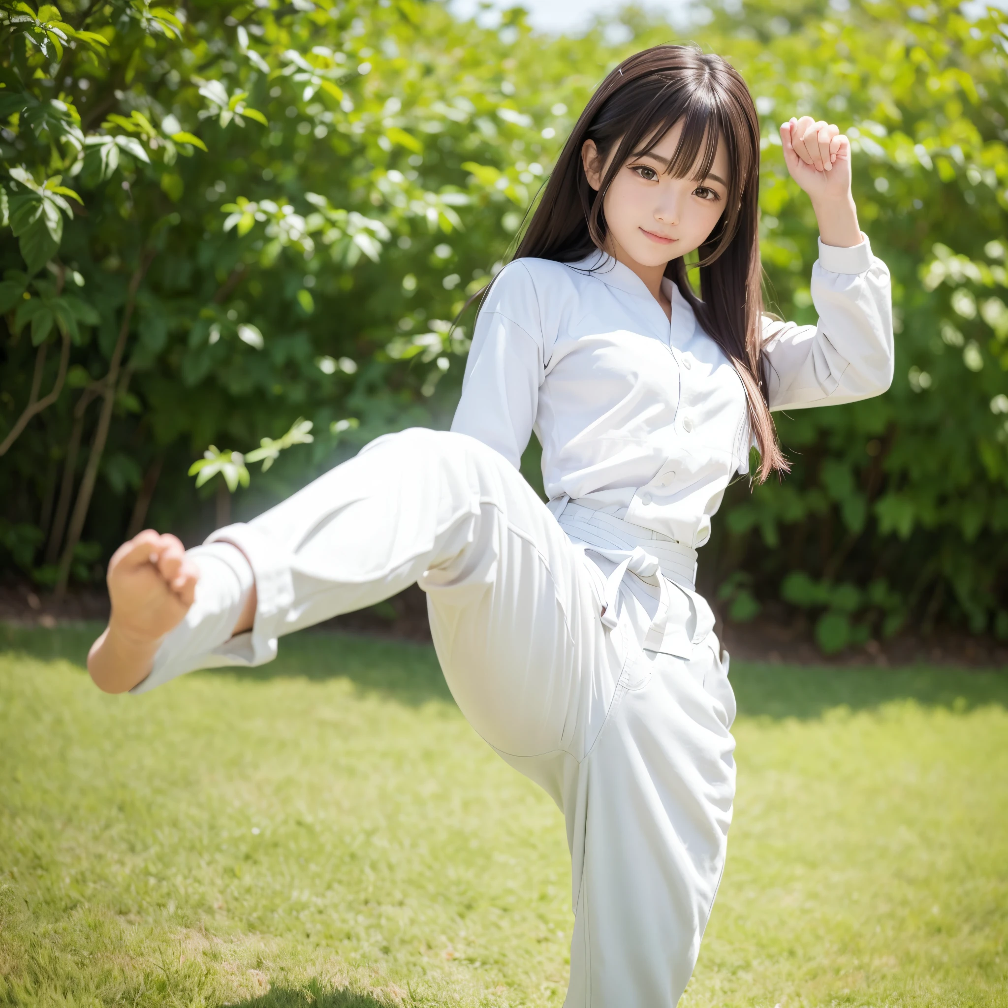 Paint in the natural color of a white karate uniform