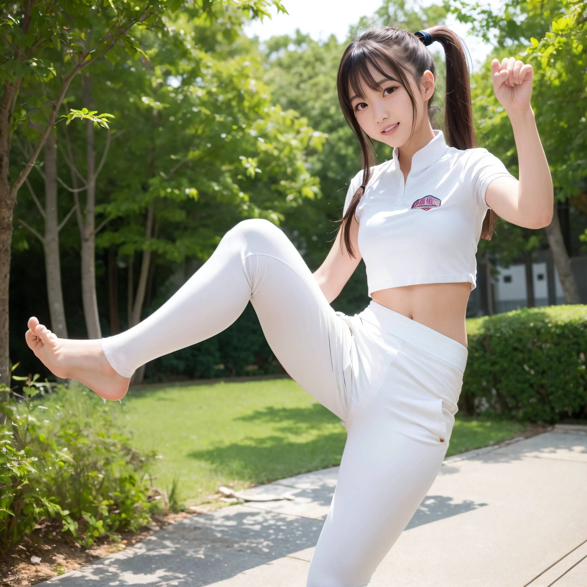 Paint in the natural color of a white karate uniform