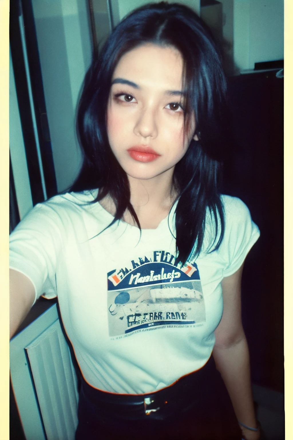 ((best quality)), ((masterpiece)), (detailed), perfect face
Asian, perfect face, found footage, retro, 90's, old photo, photo noise, old photo, retro, Korean, masterpiece, raw photo, film photo, old, noisy photo, in front of the camera, casual photo, grain photo, Tumblr, in front of the camera, VHS footage, VHS look, chromatic aberration( low chromatic aberration), film footage, grainy photo, dirty photo, selfie mode, posing, retro photo, vintage photo, old, 90's, a shir with the text: '' ERISZ'' text, T-shirt with ''ERIZS'' text, ''Erisz'' text in blouse, on shirt
