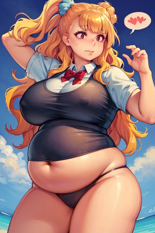 Fat, chubby, large belly, pregnant, obese, very fat, Galko, big belly, very fat, large stomach, chubby (best quality, masterpiece), thanksgiving, trying to pull up her pants