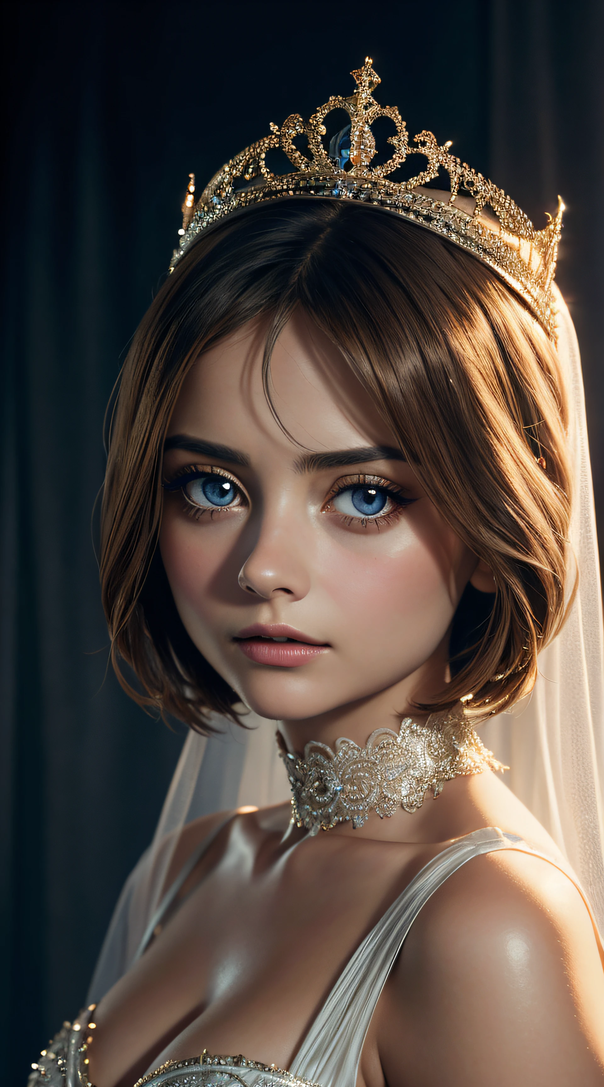 Jenna Coleman, wearing princess swan costume sexy clothes transparent. professionally retouched, soft lighting, realistic, smooth face, perfect eyes, sharp focus on eyes, 8 k, high definition, insanely detailed, intricate, elegant. in a natural background.