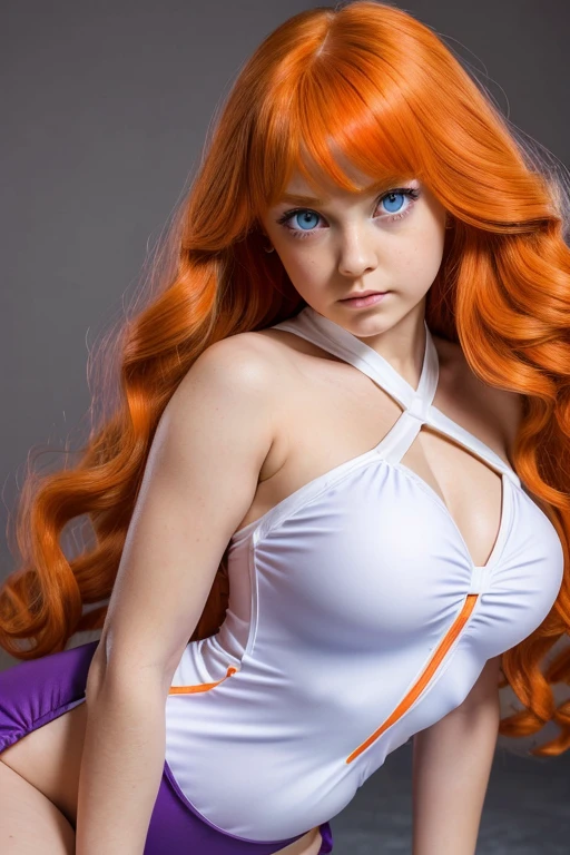 a ginger woman in a stunning white robe, <lora:sh4rr0nt4t3:1>, chained inside a castle, foggy night, RAW, 8K, UHD, stunning eyes, natural skin, smiling:0.2, gothic horror, amateur, candid