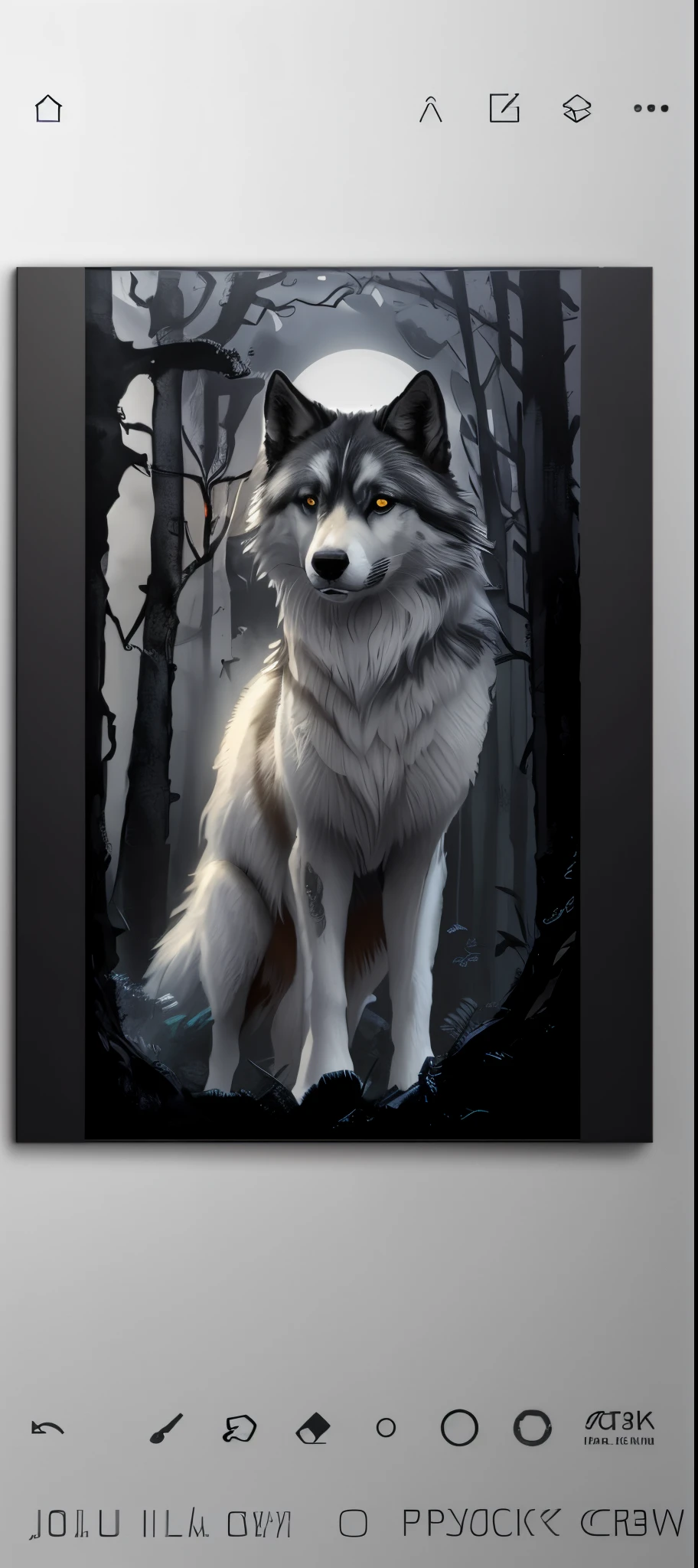 Um lobo realista 12k cara de mal,olhos brancos em uma selva sombria, cartaz de arte de filme best-seller, medibang, stern expression, epic portrait of menacing, o artista usou brilhante, ataque noturno, black stencil, sorriso zangado, gamer ((obra-prima)), (melhor qualidade), HDR