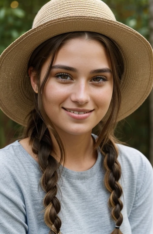 "Imagine a FULL PICTURE of a friendly 27-year-old American crypto trader. She has short,neatly plaited and braided brown hair, striking brown eyes, WEARING A HAT and a natural smiling and proffessional expression. THE PHOTO IS TAKEN WITH A GROUP OF PERSONS."