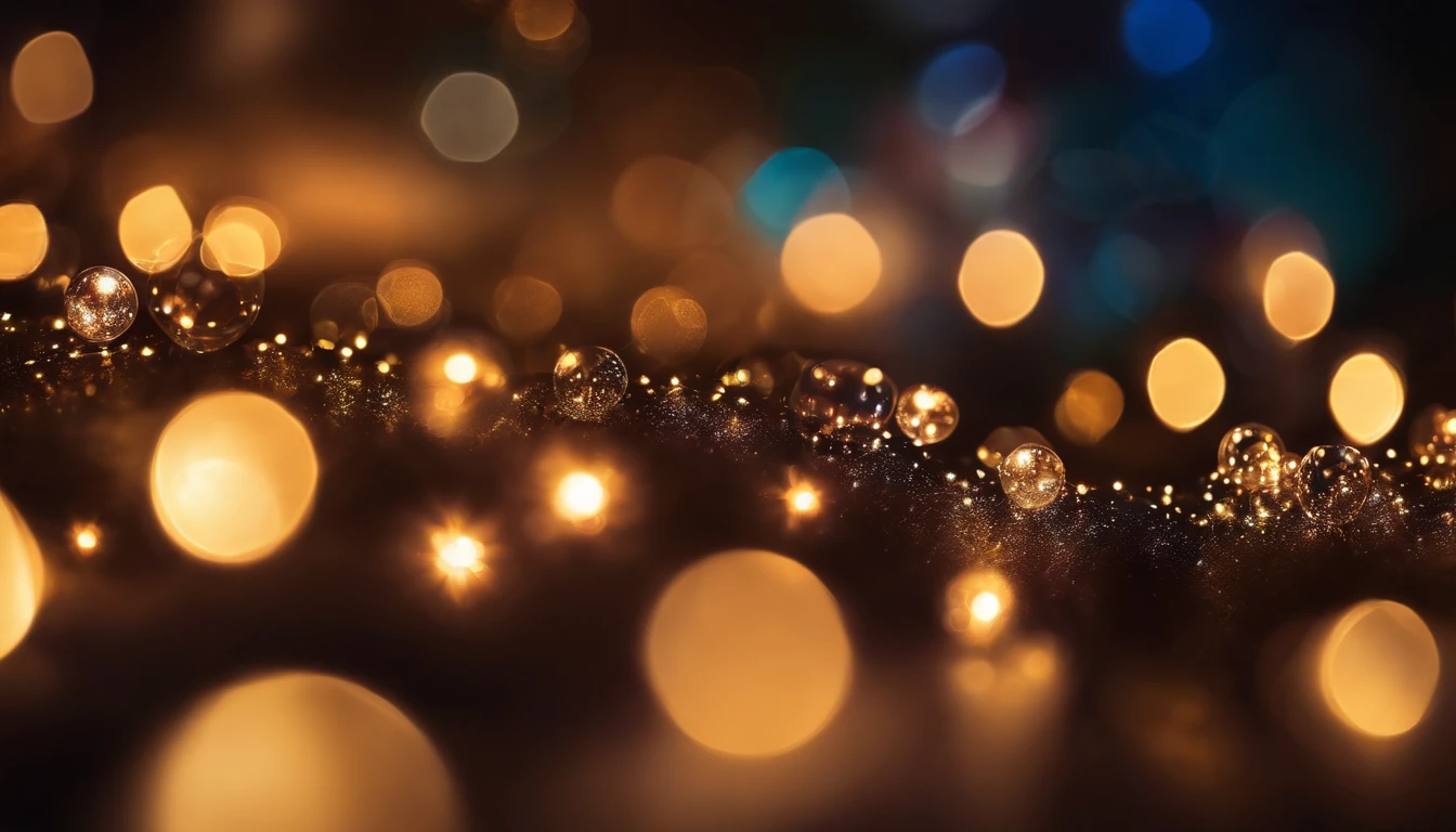 a detail shot of a softly lit, abstract bokeh pattern, showcasing the delicate and sparkling lights as a soft and magical background.