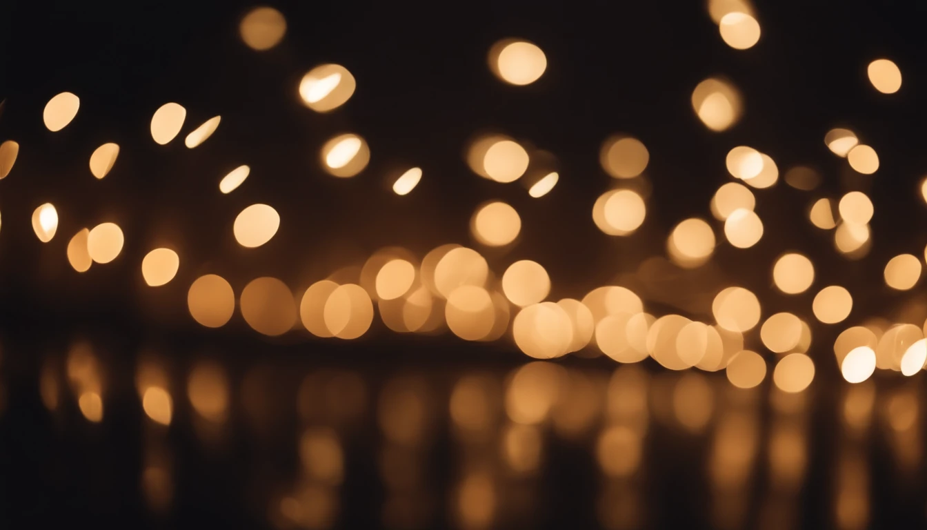 a detail shot of a softly lit, abstract bokeh pattern, showcasing the delicate and sparkling lights as a soft and magical background.