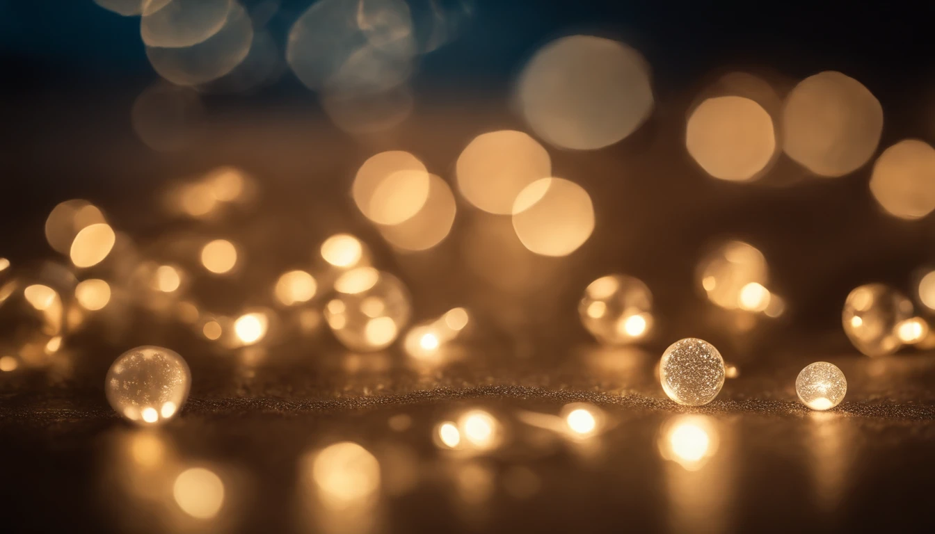 a detail shot of a softly lit, abstract bokeh pattern, showcasing the delicate and sparkling lights as a soft and magical background.