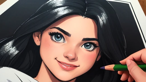 "Create a high-quality image with the following additional features: 1. Um desenho que retrate um homem e duas mulheres. 2. The work must be fan art using a pencil painting technique, proporcionando um retrato de alta qualidade. Desenho, like hand drawn style, em preto e branco.. 3. Use a comical drawing style, incorporating high-quality sketch elements. The person in the illustration must be smiling, parecer feliz e animada. 4. The composition should capture the essence of the TV show Boys. 5. Make sure the illustration is epic, representing amazing and official fan promotional art. Ensure the image conveys a sense of excitement, positive energy and encapsulate the superhero theme in a unique and engaging way."