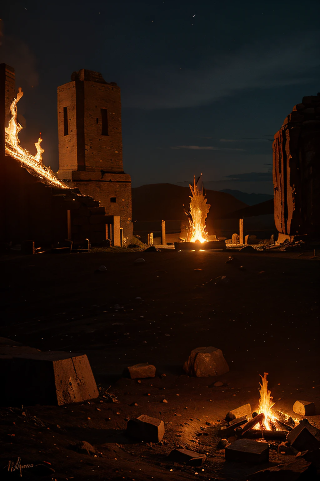 Noite, fire, vermelho, fantasia, giant stone industry