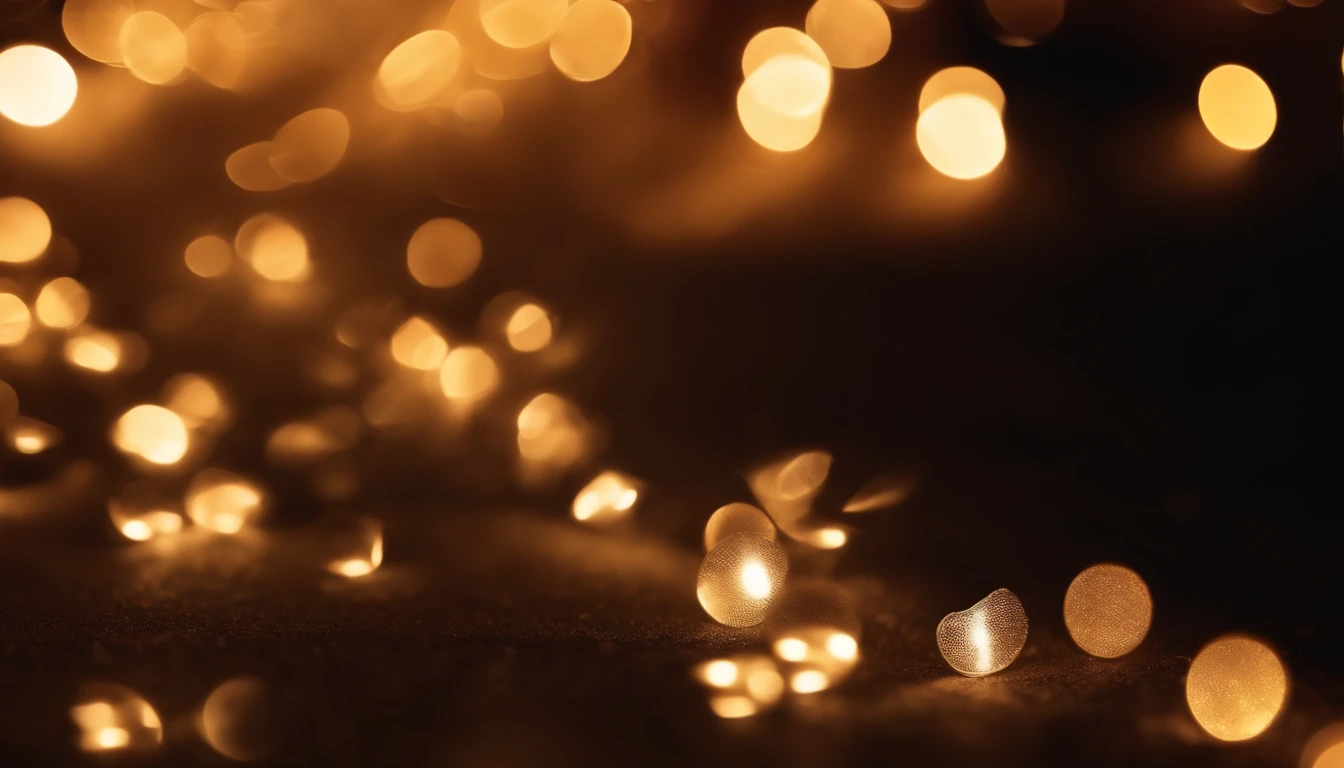 a detail shot of a softly lit, abstract bokeh pattern, showcasing the delicate and sparkling lights as a soft and magical background.