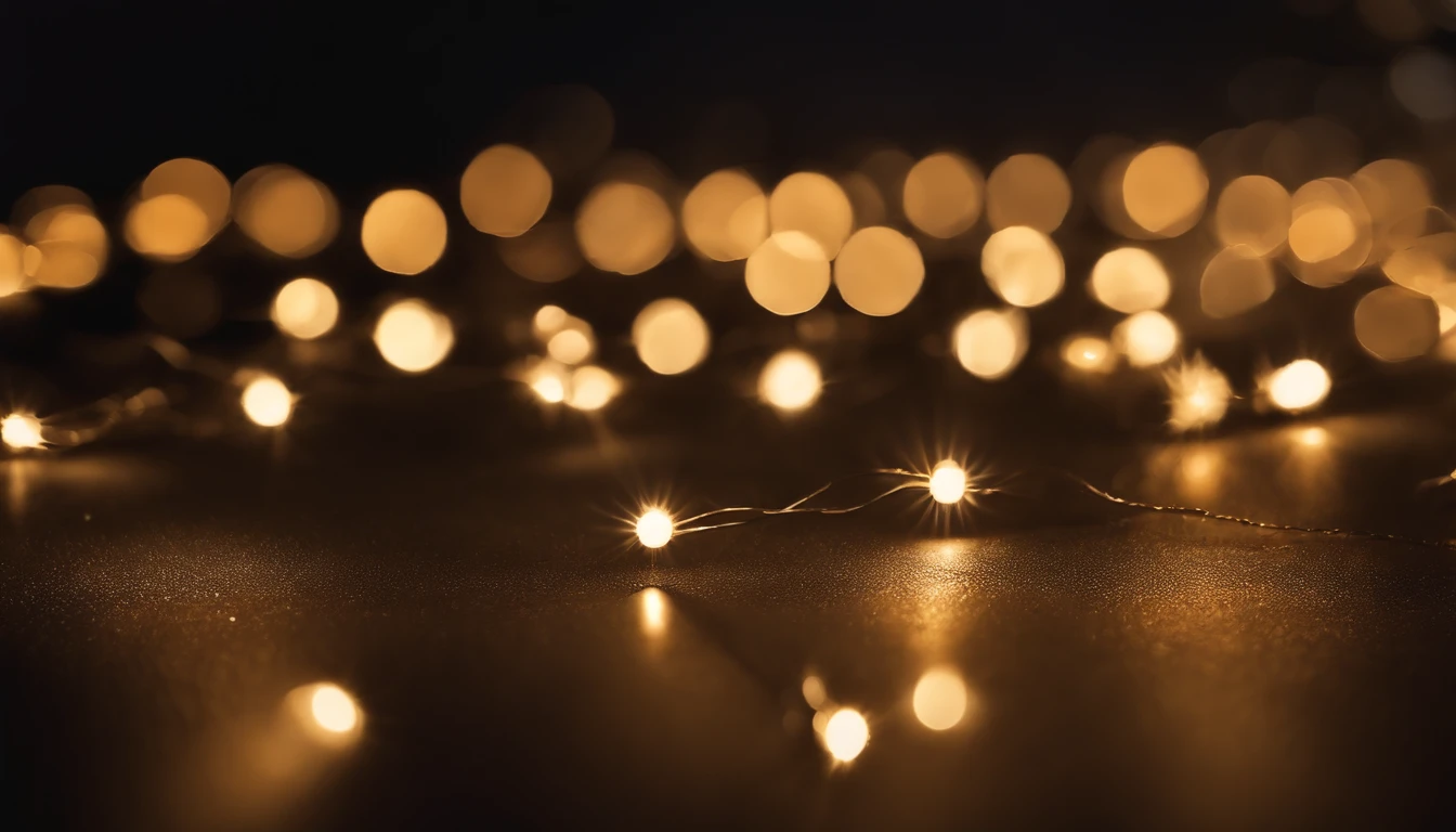 a detail shot of a softly lit, abstract bokeh pattern, showcasing the delicate and sparkling lights as a soft and magical background.