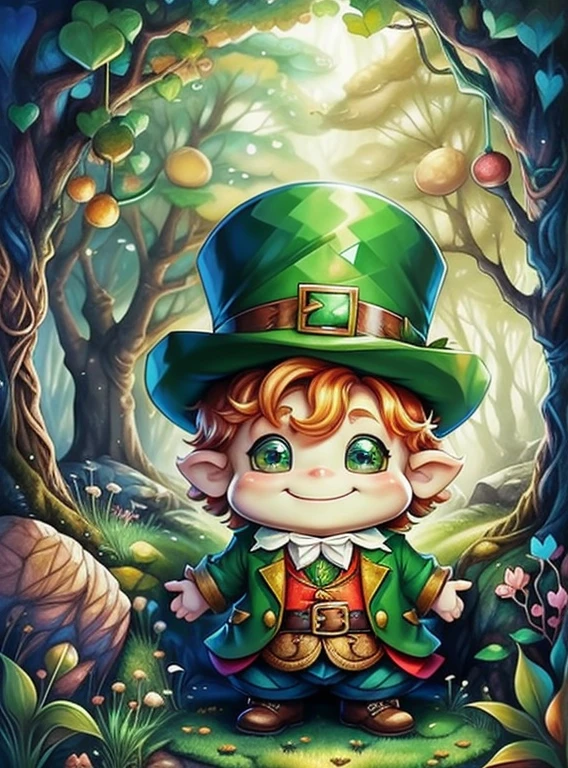 (cute leprechaun smiling in a forrest) Munchkin ,Geometric multidimensional wall portrait, livro de arte, Tchibi,
Yang08k, Beautiful, Colouring,
Obras, of the highest quality, best quality, Arte Oficial, Beautiful and Aesthetic,