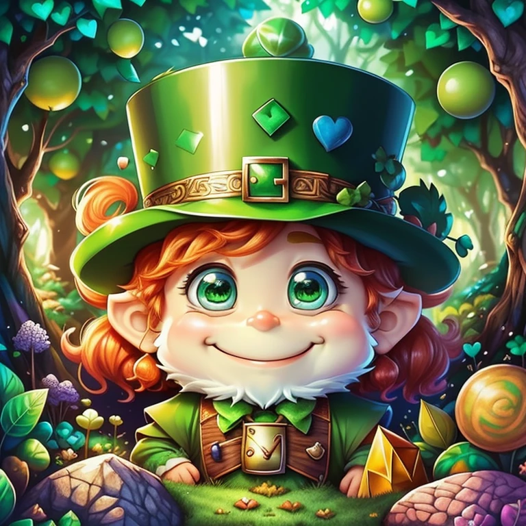 (cute leprechaun smiling in a forrest) Munchkin ,Geometric multidimensional wall portrait, livro de arte, Tchibi,
Yang08k, Beautiful, Colouring,
Obras, of the highest quality, best quality, Arte Oficial, Beautiful and Aesthetic,