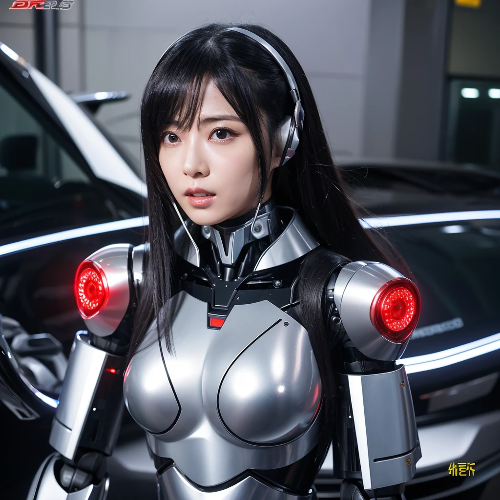 Title Boobs Mature Robot JUNKO々Junko Kimoto(43 yeas old)Japanese women volunteered、ne-001 Modified into a robot called JUNKO.Classic robot body with plump body lines in silver metallic from the neck down..Long Black Hair.antenna-like ears.Eyes with red LED lights.