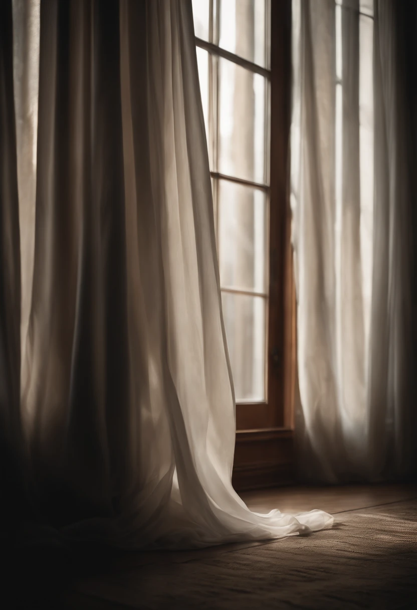 Capture a dynamic action shot of a soft, flowing curtain or fabric, capturing the ethereal movement and creating a soft and dreamlike background