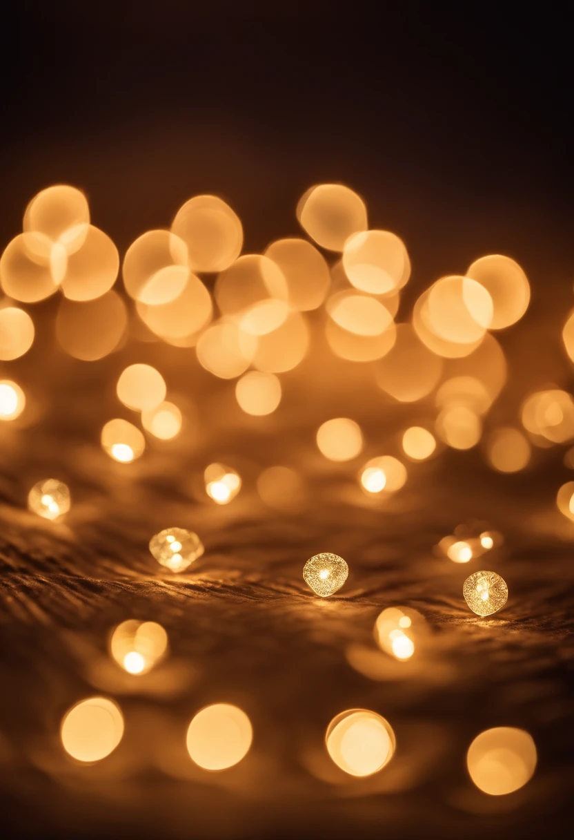 a detail shot of a softly lit, abstract bokeh pattern, showcasing the delicate and sparkling lights as a soft and magical background.