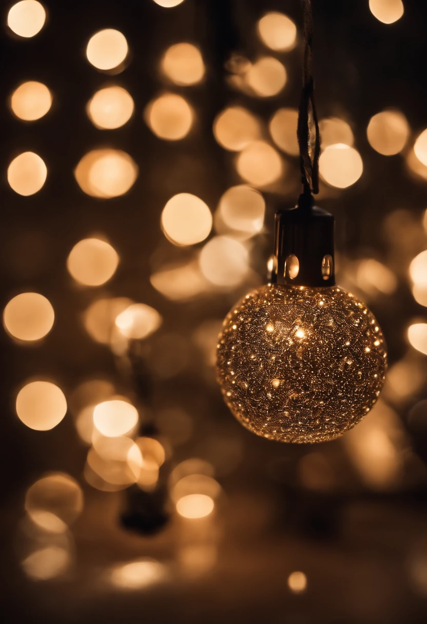 a detail shot of a softly lit, abstract bokeh pattern, showcasing the delicate and sparkling lights as a soft and magical background.